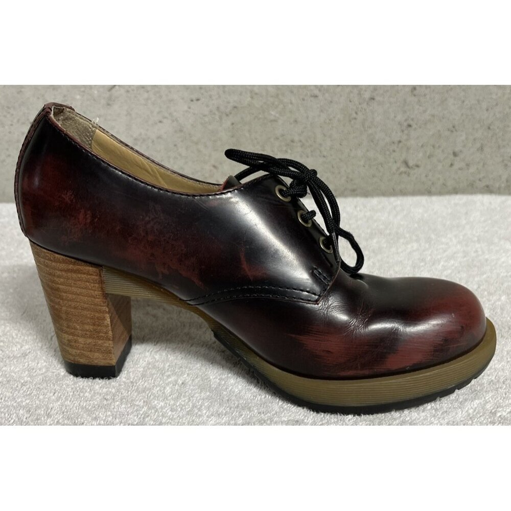 Dr. Doc Martens Danielle Heeled Booties Oxfords Women US 6 Burgundy Red Oxblood - Picture 4 of 12